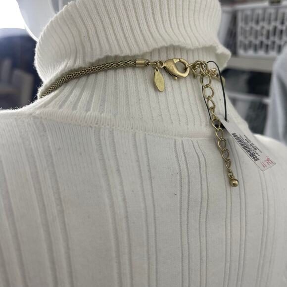 Chico's beaded necklace costume signed jewelry gold tone rhinestone beads trendy - Picture 6 of 13